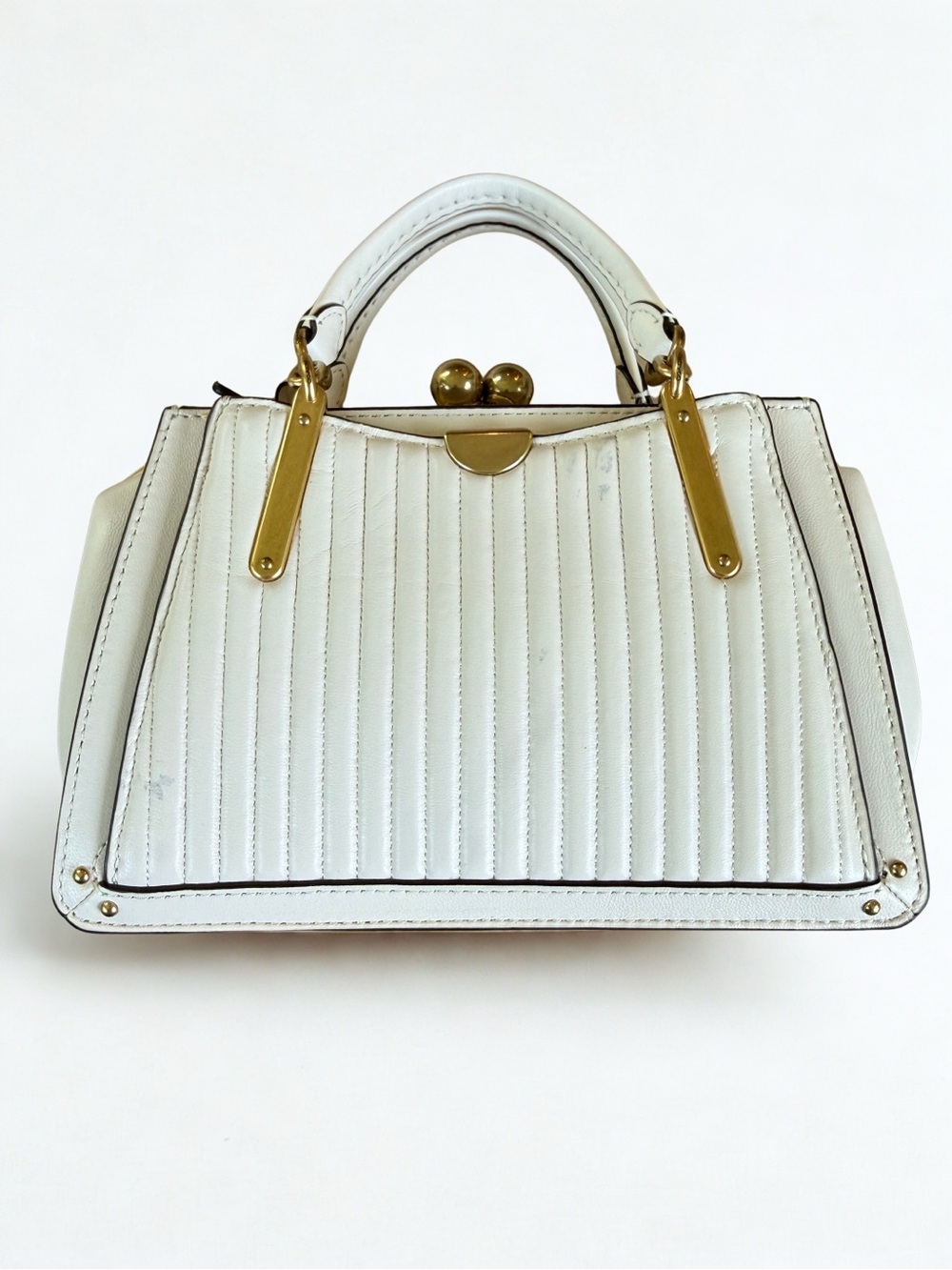 COACH 1941 Kisslock Dreamer 21 Quilted Leather Crossbody Satch Chalk + Dust Bag - Picture 3 of 13